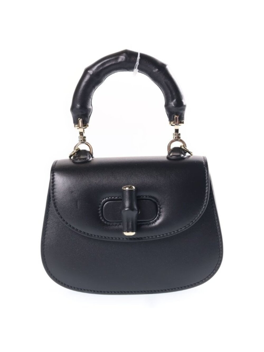 Gucci Bamboo Mini 2-Way Shoulder Bag Black Leather Gold